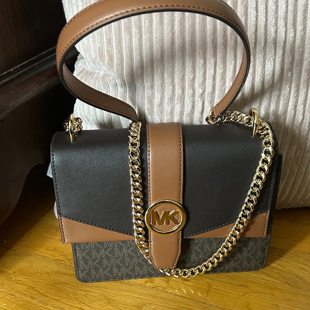 Michael Kors Greenwich small Brown and Tan signature Logo-Accent Crossbody Bag - Picture 5 of 8